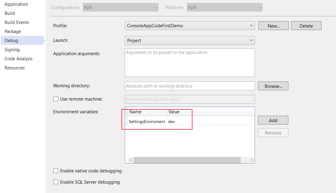 Enviroment var in Visual Studio